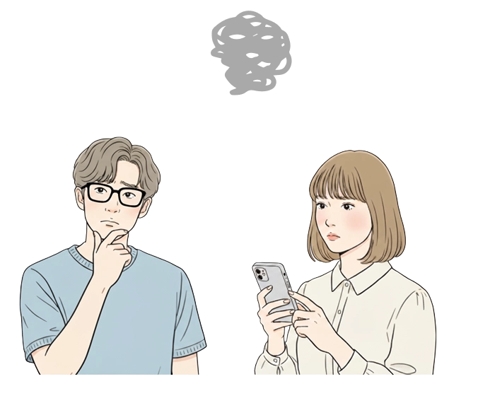 悩んでいる人のイラスト