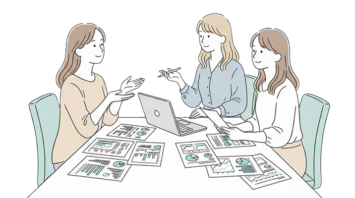 運用についての打ち合わせをするイラスト